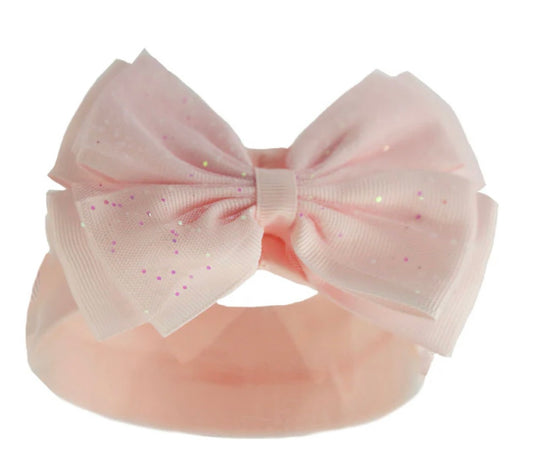 Headband Baby Pink with Glitter Bow