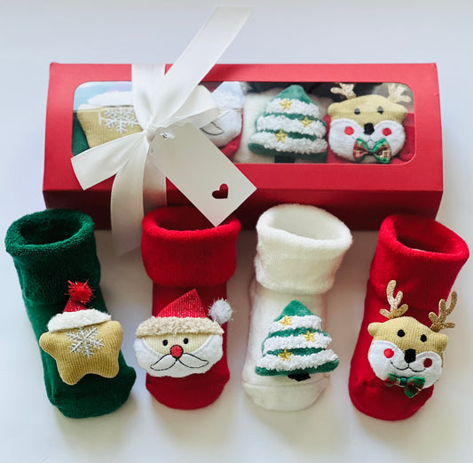 Baby Gift Box - Holly Jolly Christmas Sock Collection
