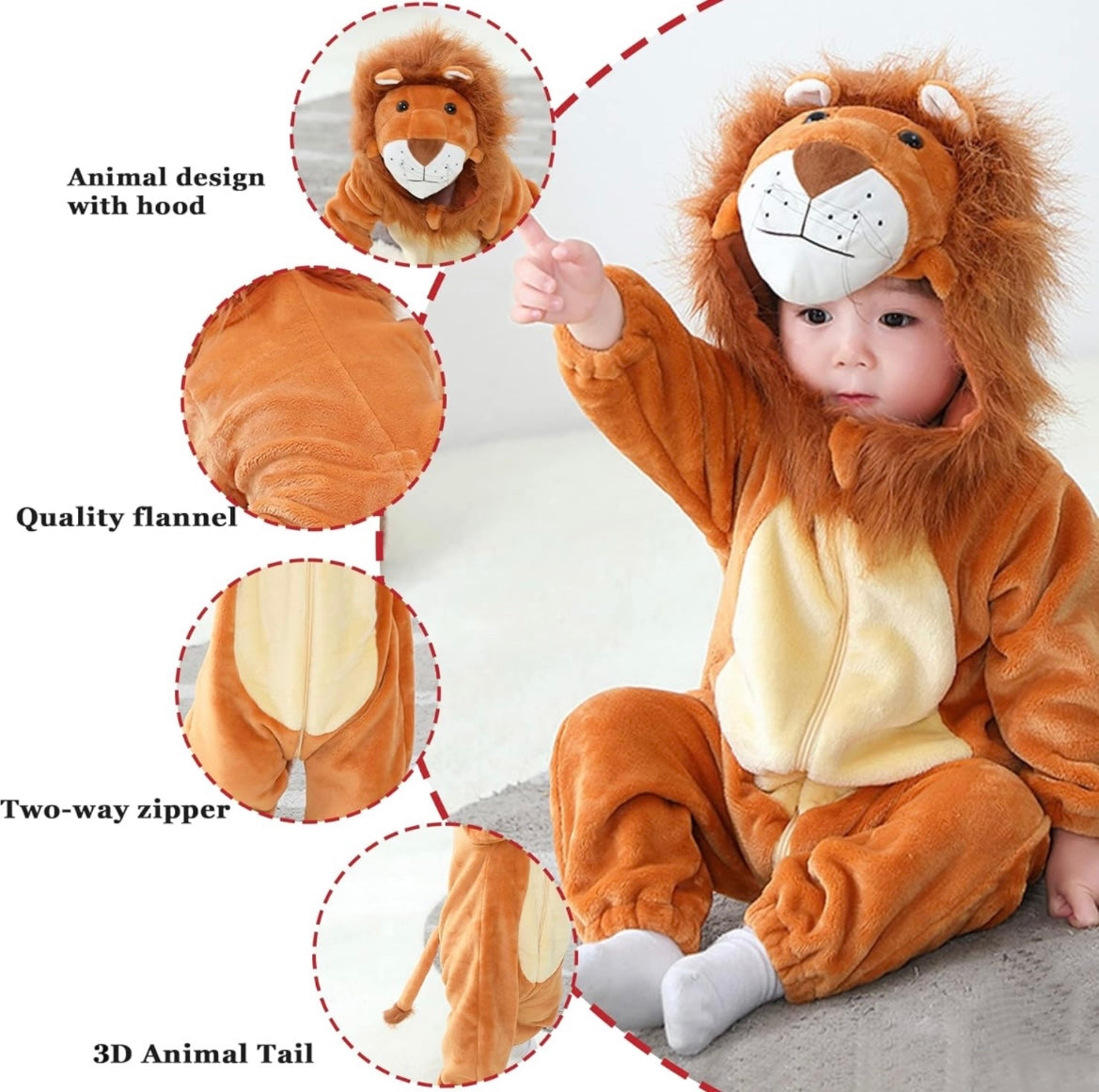 Baby Hooded Jumpsuit-Lion