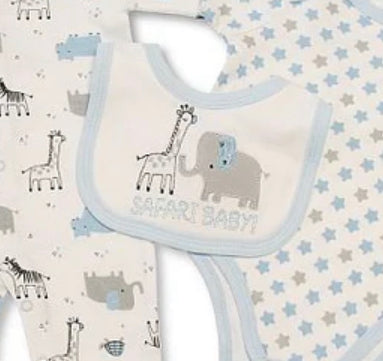 Baby Boys 5 Pieces Gift Set in a mesh bag- Safari Baby
