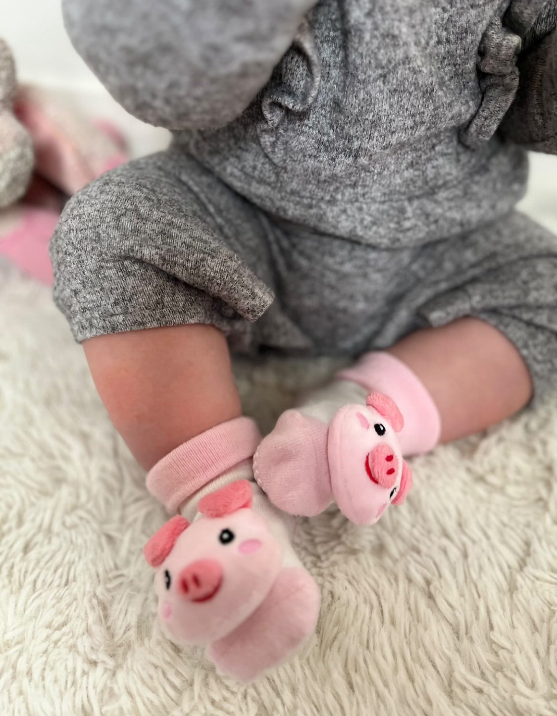 Piggy Baby Rattle Socks