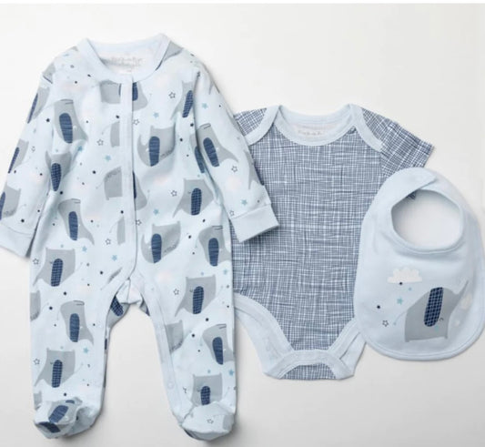 Baby Boys 3pc All in One Set - Elephant