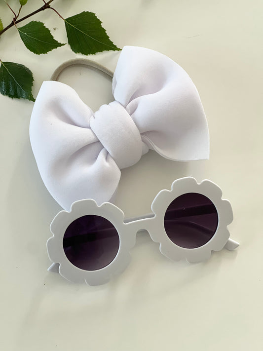 Sunglasses and White Bow Set