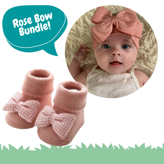 Rose Pink Bow & Bow Sock bundle