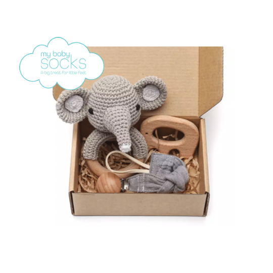 Baby Gift Box - Elephant Rattle and Teether