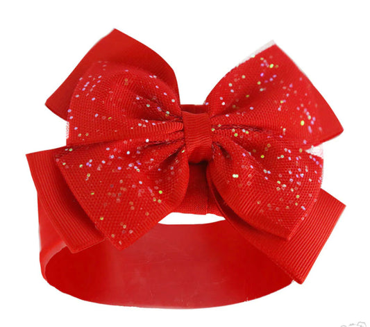 Headband Red with Glitter Bow