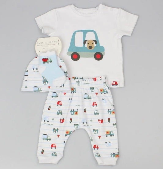 Baby Boy 4pc Mesh Bag Gift Set - Car/Dog