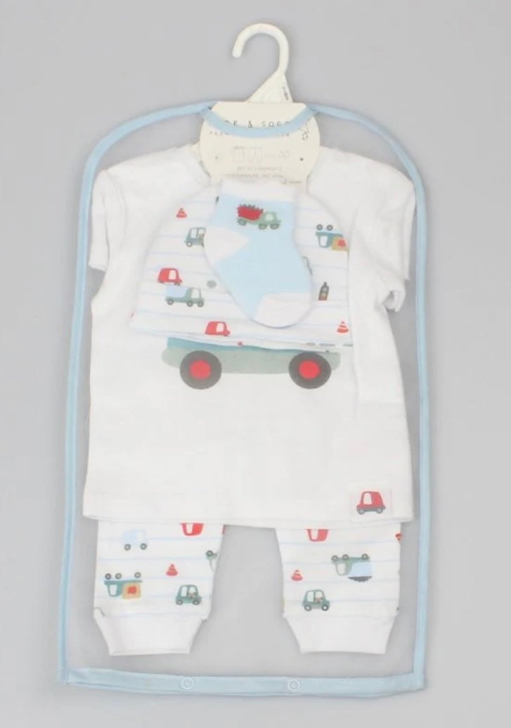 Baby Boy 4pc Mesh Bag Gift Set - Car/Dog