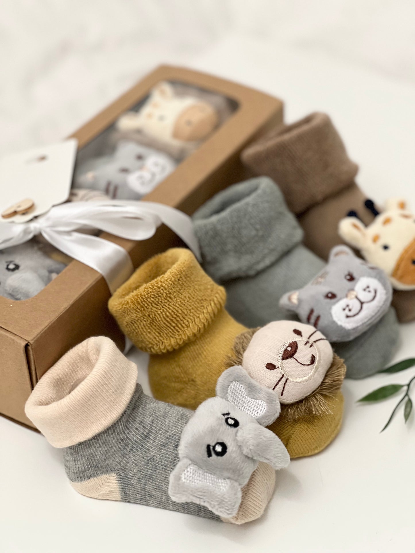 Baby Gift Box -Safari Rattle Sock Collection