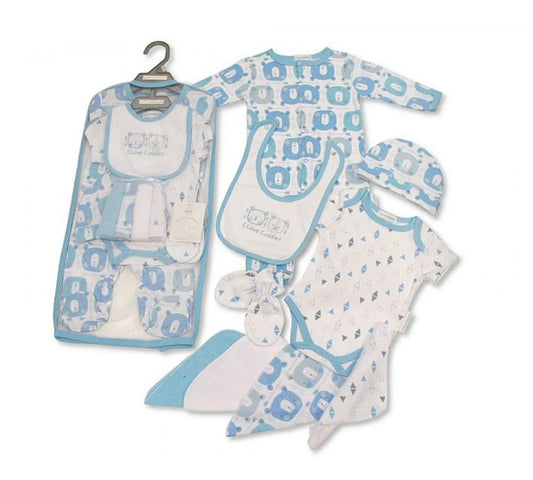 Baby Boys 9 Pieces Gift Set in Mesh Bag - I Love Cuddles