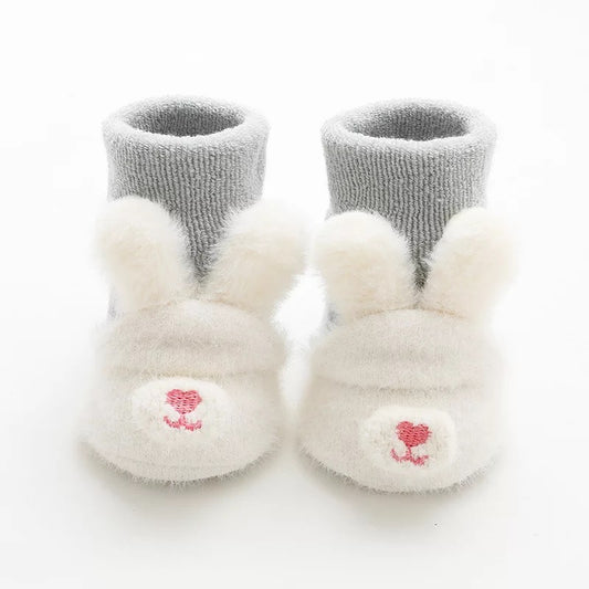 Sleepy Bunny Baby Socks- Grey