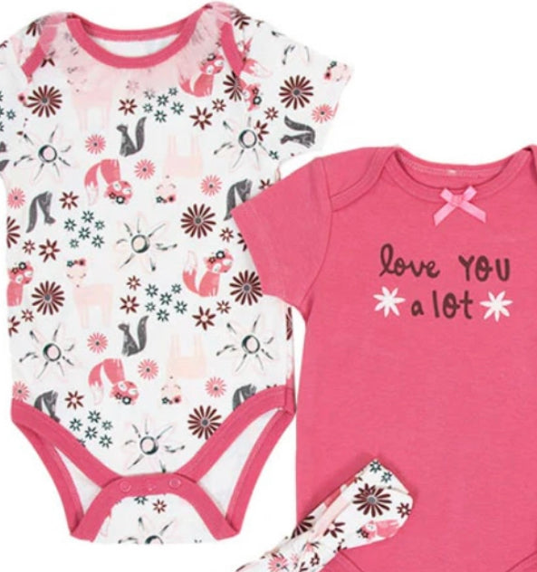 Baby girl 5 piece Floral Gift Set- Love you a lot