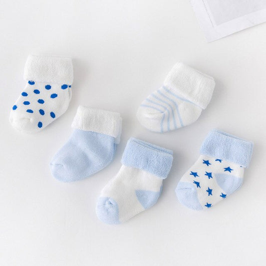 Cotton Baby socks - Blue 5 pack