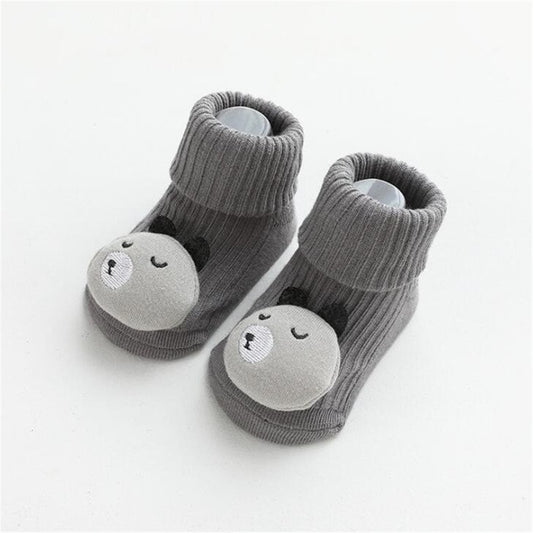 Dark Grey Bear Cotton Baby Socks