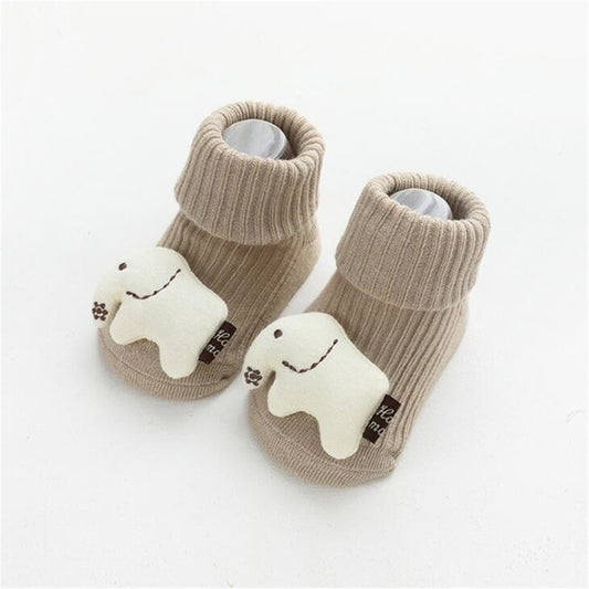 Khaki Elephant Cotton Baby Socks