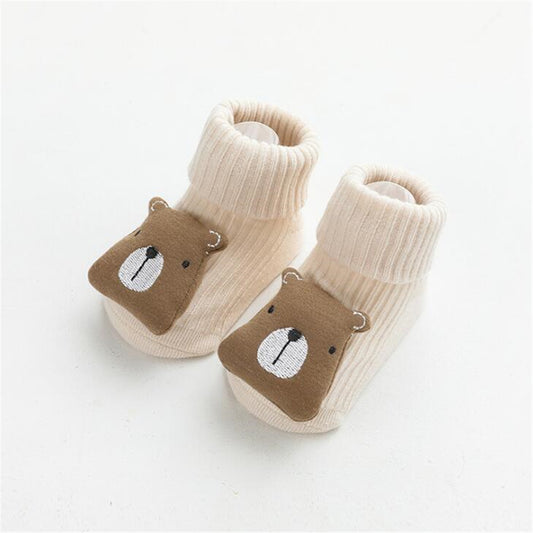 Beige Bear Cotton Baby Socks