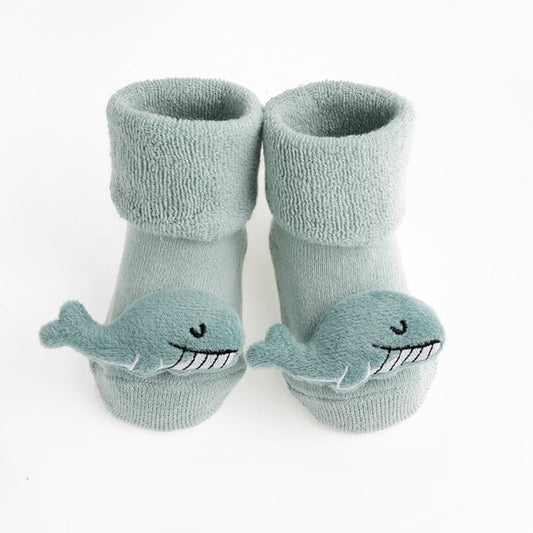 Whale Rattle Baby Socks